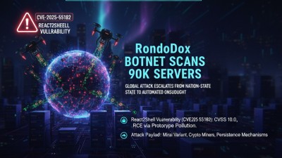 React2Shell 漏洞攻擊再升級　RondoDox 殭屍網路大規模掃描全球 9 萬台伺服器