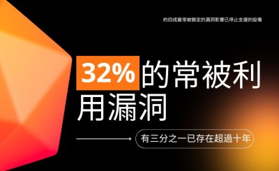 32% 的最常被利用漏洞，有三分之一已超過十年
