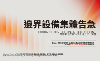邊界設備集體告急：Cisco、Citrix、Fortinet、Check Point同週爆出多項CVSS 9分以上漏洞