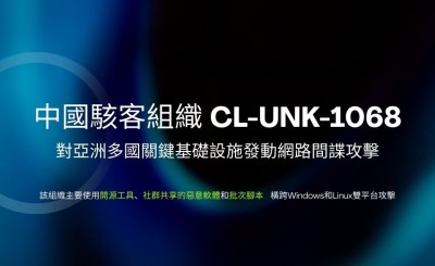 中國駭客組織CL-UNK-1068長期滲透亞洲關鍵基礎設施