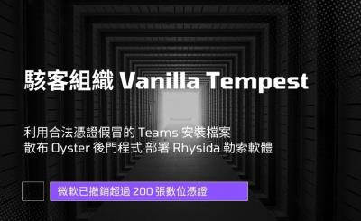 微軟撤銷200張憑證 阻擋Vanilla Tempest勒索軟體攻擊