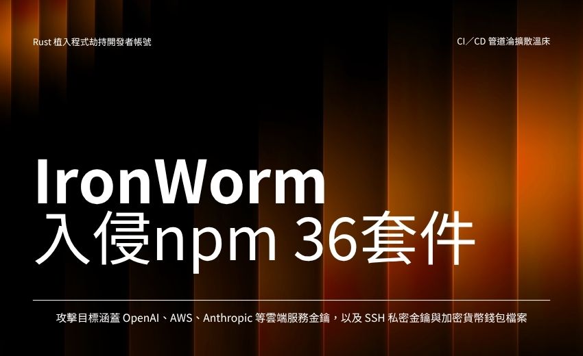 IronWorm 入侵 npm 36 套件：Rust 植入程式劫持開發者帳號，CI／CD 管道淪擴散溫床