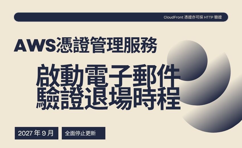 AWS 憑證管理服務啟動電子郵件驗證退場時程，2027 年 9 月全面停止更新