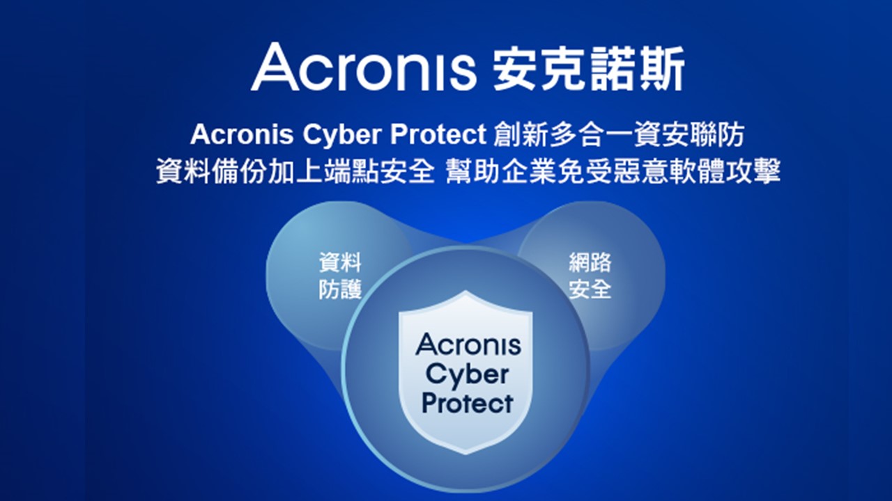 安克諾斯Acronis Cyber Protect資料備份加上端點安全，創新多合一資安聯防