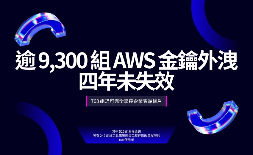 逾 9,300 組 AWS 金鑰外洩四年未失效　768 組恐可完全掌控企業雲端帳戶