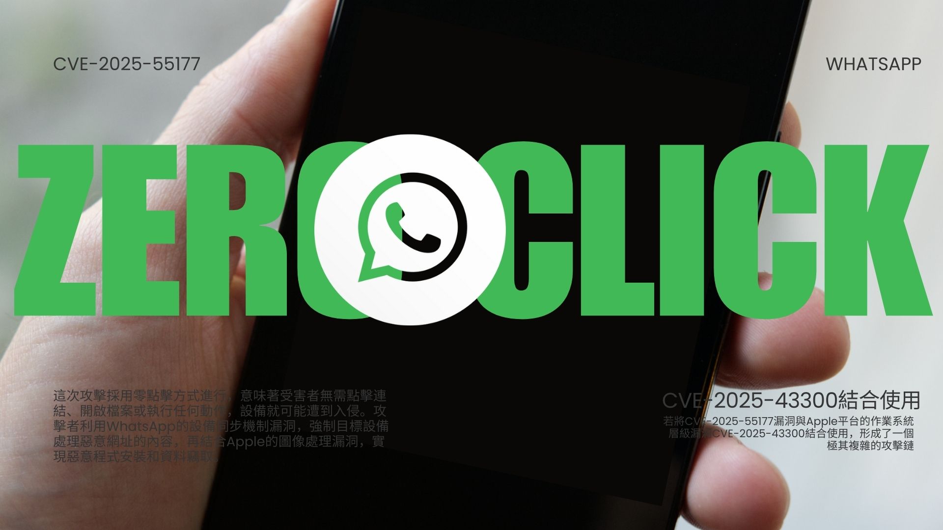 WhatsApp修補零點擊漏洞 防範iOS與macOS用戶遭零日攻擊