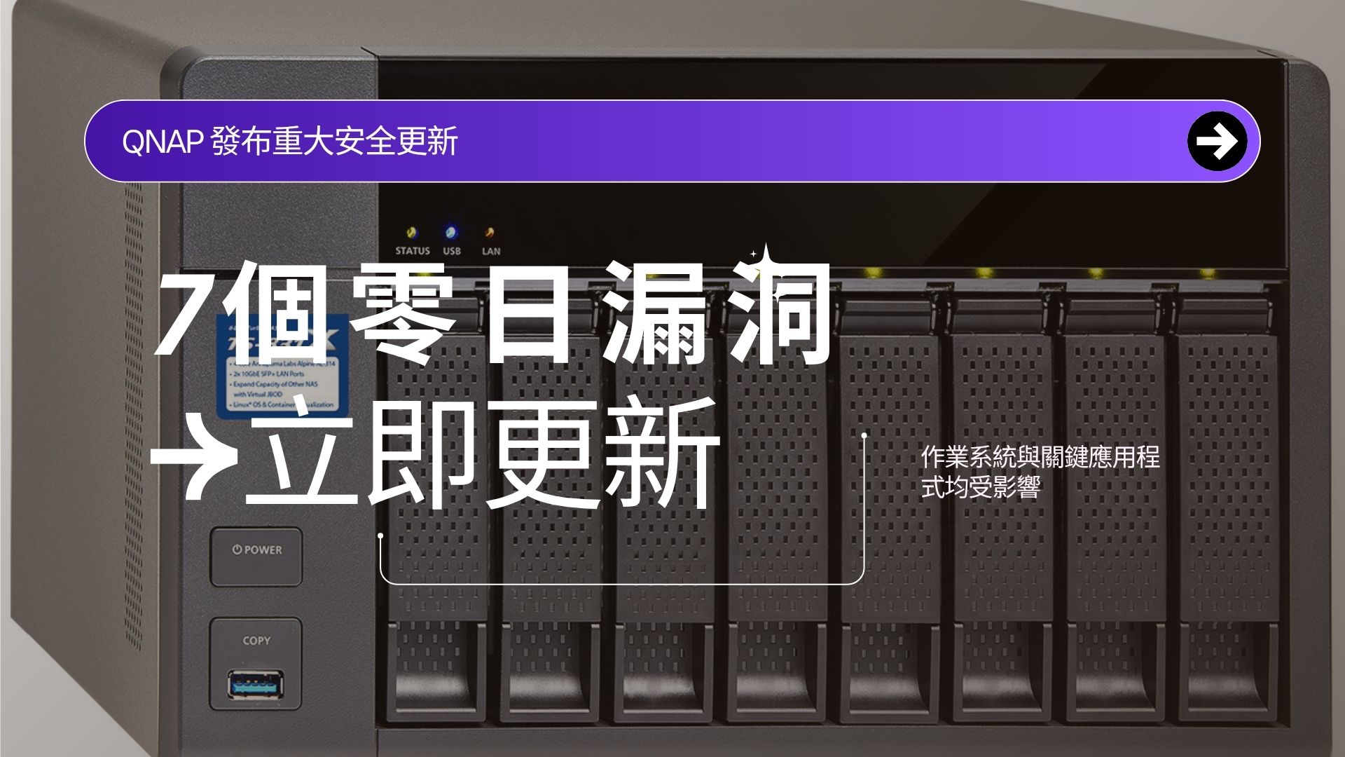 QNAP 修補 7 項零日漏洞，台灣 NAS 用戶應立即更新系統